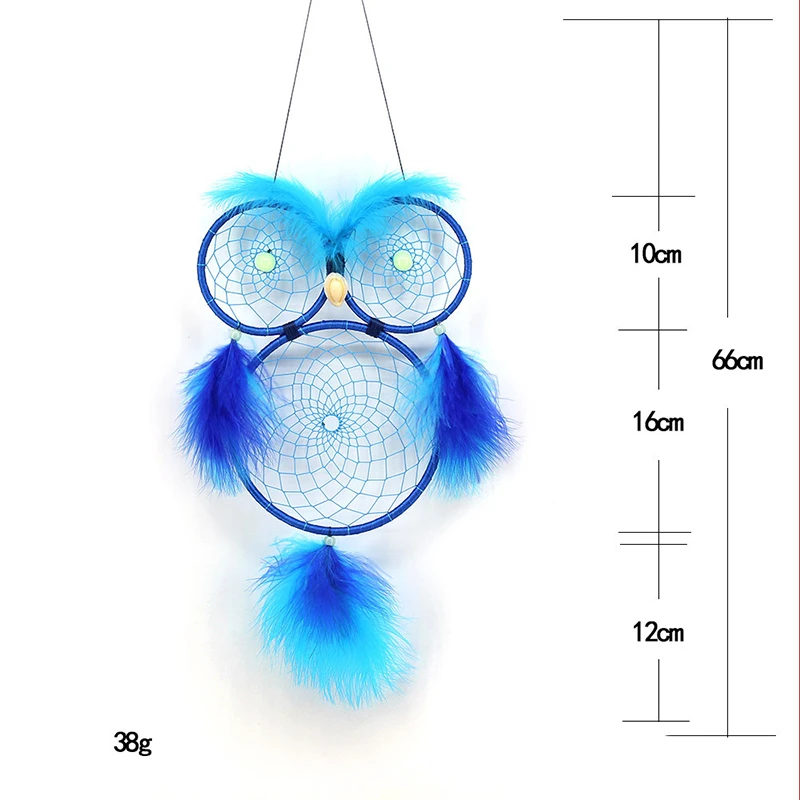 Dreamcatcher Hanging Ornaments Luminous Beads Birds Dream Catcher Handmade Feather Wall Decoration AIA99