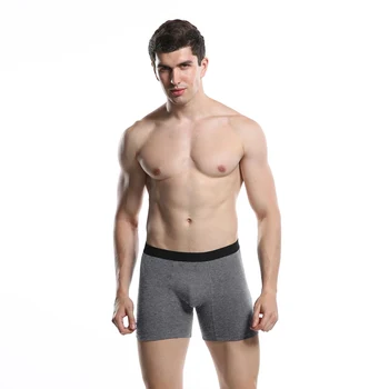 

New Underwear Men Long Boxer Solid Flexible Shorts Breathable Cotton Male Boxer Comfort Solid Boxer Soft Underpants Fitness