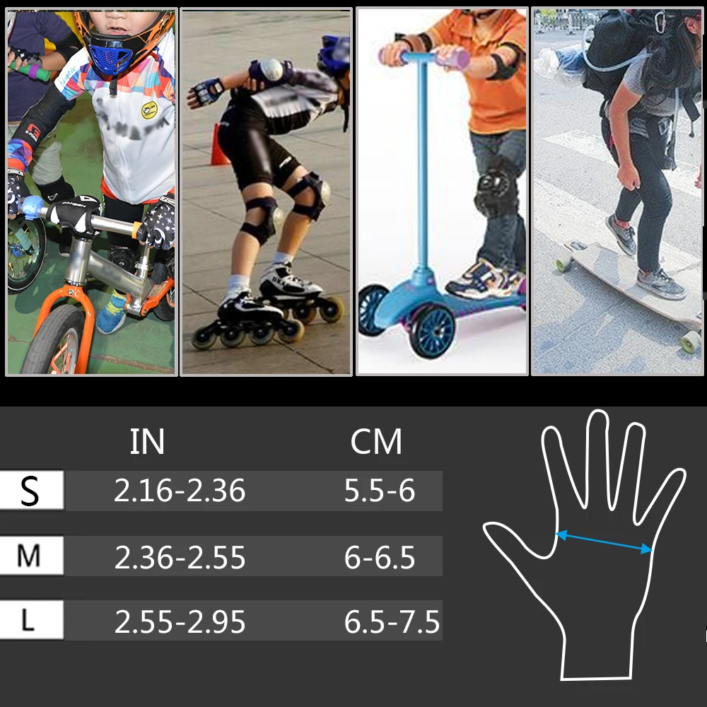 MOREOK Kids Gloves Half Finger Breathable Protective Pads Bike Cycling Skating Skateboard Gloves for Boys Girl 3-10 Years old 6