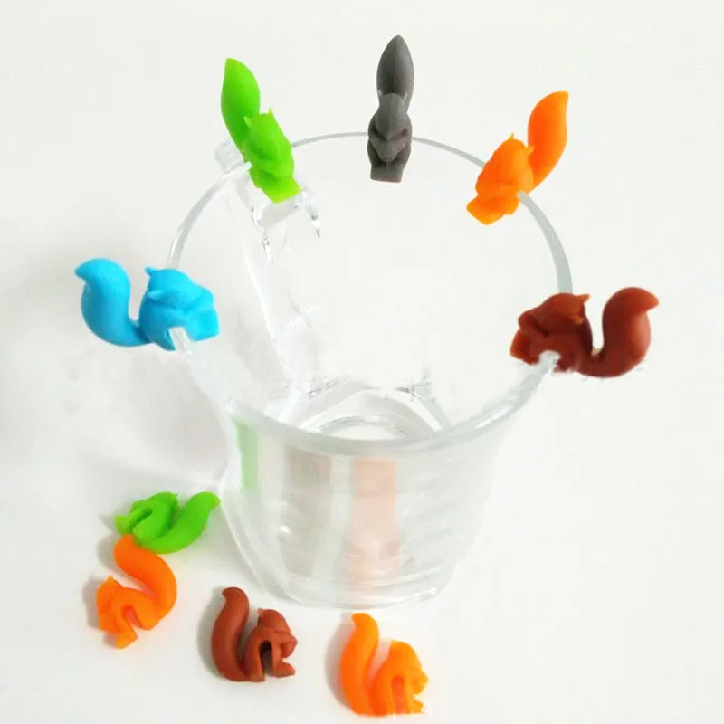 

5Pcs Silicone Tea Infuser Squirrel Device Tea Bag Recognizer Device Tea Infuser Kitchen Supplies Cup Of Tea Hanging Bag