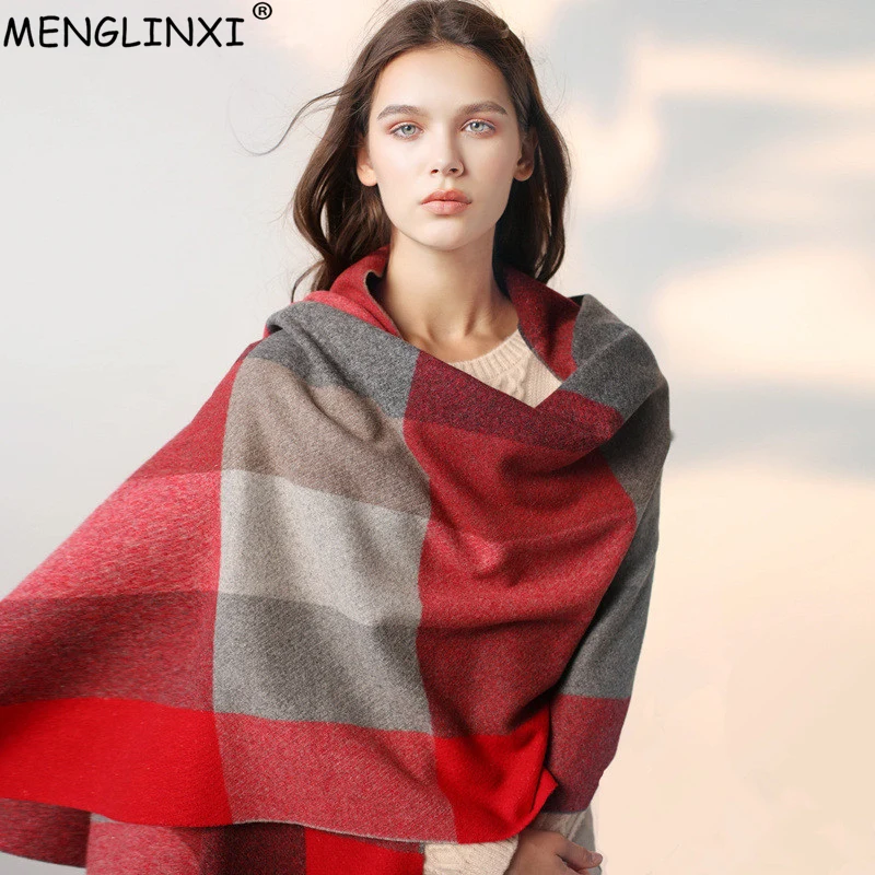 

Soft Warm Brand Winter Scarf 2019 New Design Wool Cashmere Scarf For Women Fashion Shawl For Lady Plaid Scarves Wraps Pashmina