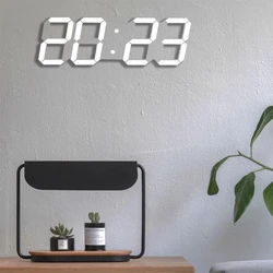 Lumière murale numérique 3D LED, réveil électronique, horloges de bureau avec grand nombre 12/24 heures, affichage, décoration de maison, salon 