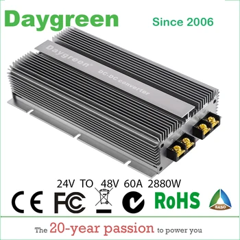 

3 YEARS WARRANTY 24V TO 48V 60A STEP UP DC DC CONVERTER PROMOTION 24VDC TO 48V DC 60 AMP 2880Watt Daygreen CE RoHS Certificated