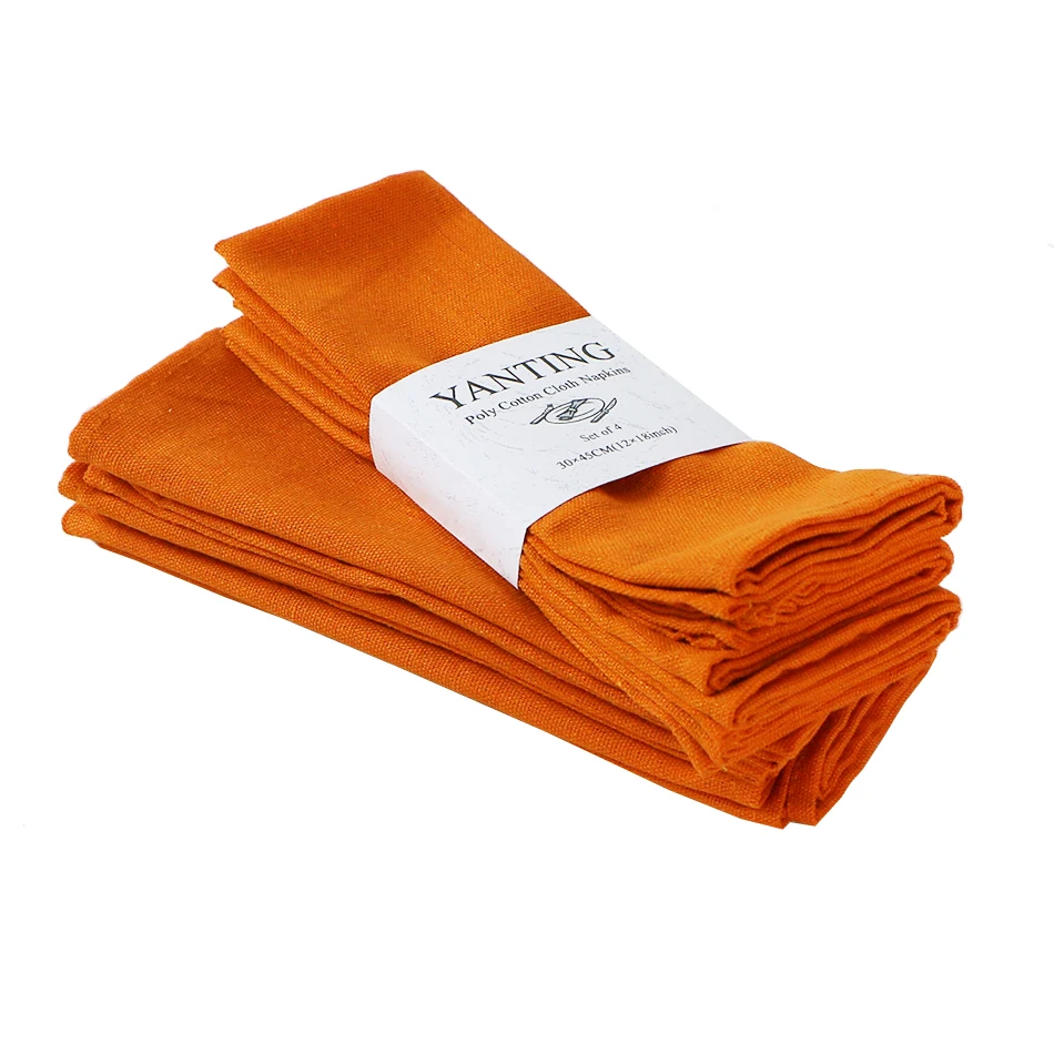 6 Pack Table Napkins Cloth Kitchen Tea Yellow Orange Color Towel for Wedding 18 X 12 Inches Durable Reusable for Family Dinners cotton napkins