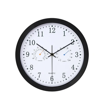 

Nordic Style Sweep Movement Thermometer Hygrometer Wall Clock Office Silent Quartz Home Accurate Analog 3 In 1 Art Decor Round