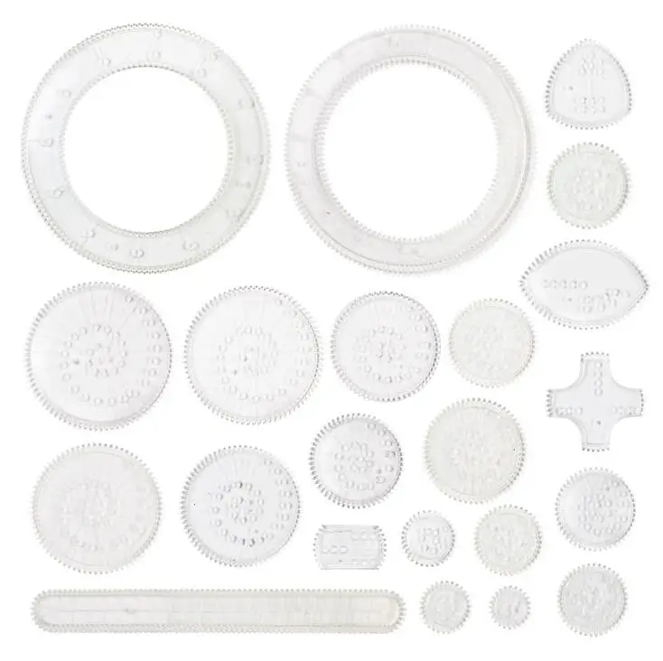 22Pcs WHC Набор игрушек для рисования спирографа, Переплетенные зубчатые колеса, аксессуары для рисования, креативная развивающая игрушка, спирографы GYH - Цвет: 22Pcs WHC