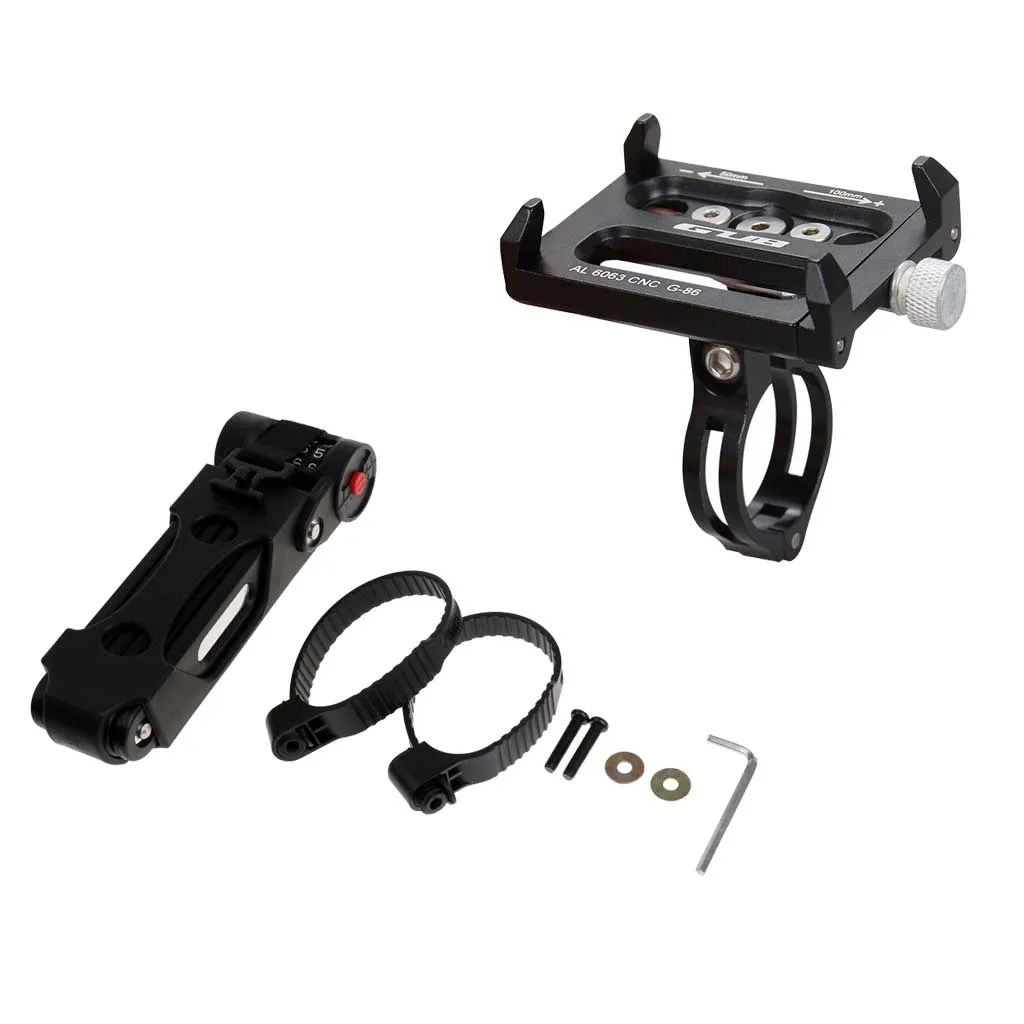 

Black Bike Bicycle Mobile Phone GPS Handlebar Mount Holder + Foldable Lock