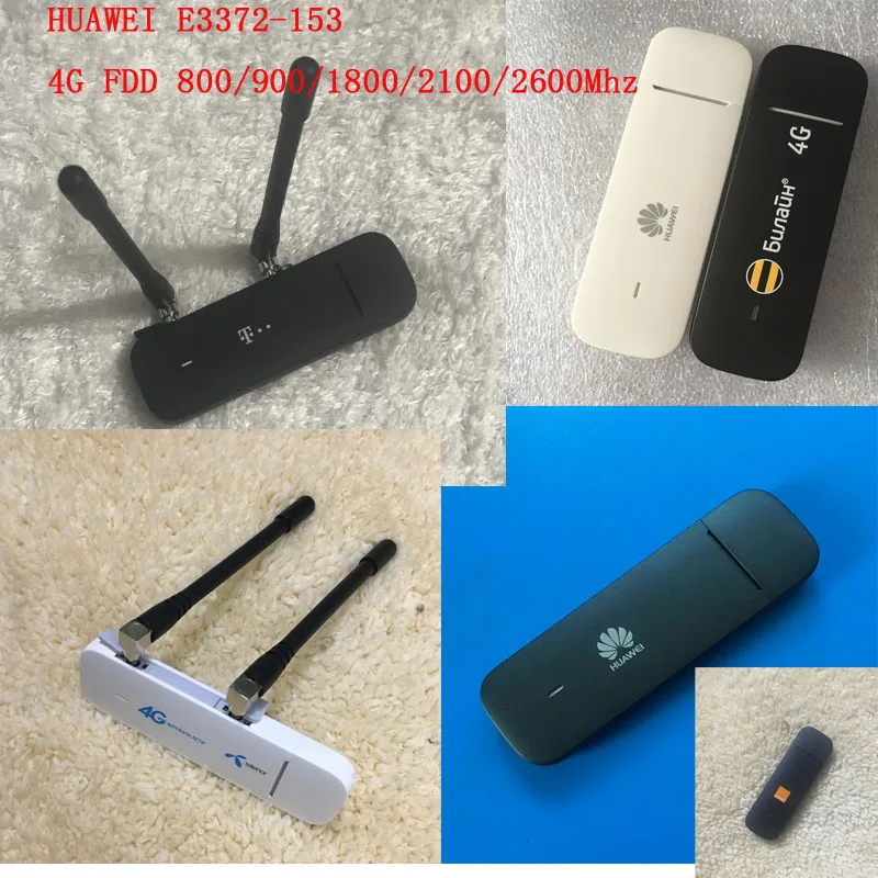 Buy New Original Unlock HUAWEI E3372 E3372h 153 150Mbps 4G LTE USB Modem Dual Antenna Port Support All Band with CRC9antenna