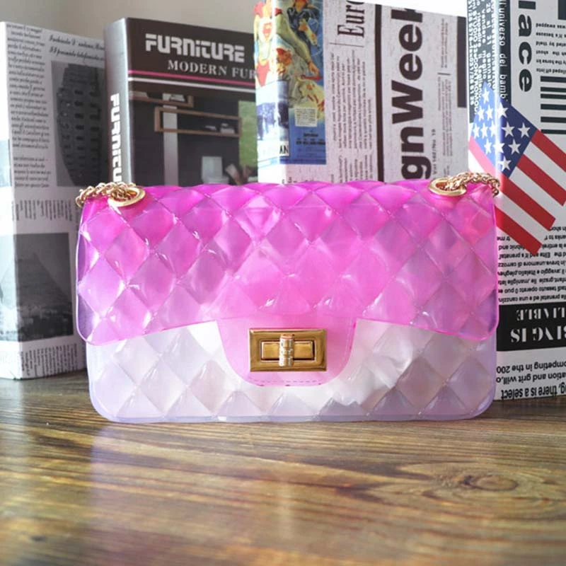 TTOU прозрачный ПВХ цепь желе сумка леди сумка градиент цвета конфеты сумка через плечо для женщин мини сумка клатч - Цвет: 8