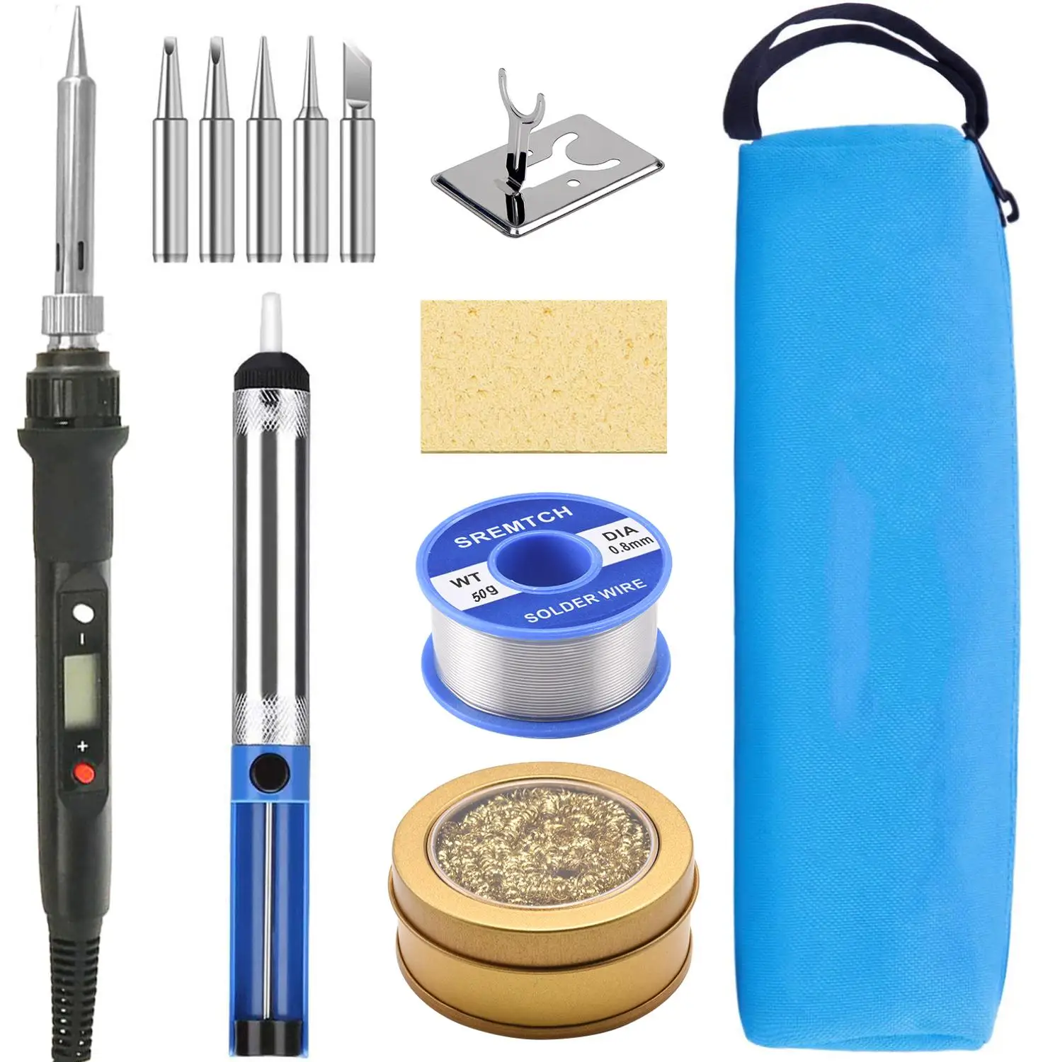 

Soldering iron kit adjustable temperature 220V 80W LCD solder welding tools Ceramic heater soldering tips Desoldering Pump