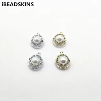 

New arrival! 21x18mm 100pcs Rhinestone/Imitation Pearl Round charm for Jewelry Findings Earrings parts,hand Made Jewelry DIY
