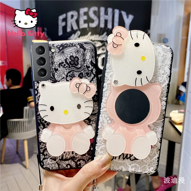 

Hello Kitty Samsung for Samsung S20/S20+/20plus/S21/S21ultra Cute Girl Heart Cartoon Silicone Soft case with Mirror
