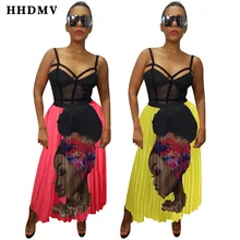 HHDMV QM3799 Летняя женская Горячая Распродажа новая уличная хип-хоп стильная юбка с принтом эластичное снижение возраста плиссированная длинная юбка