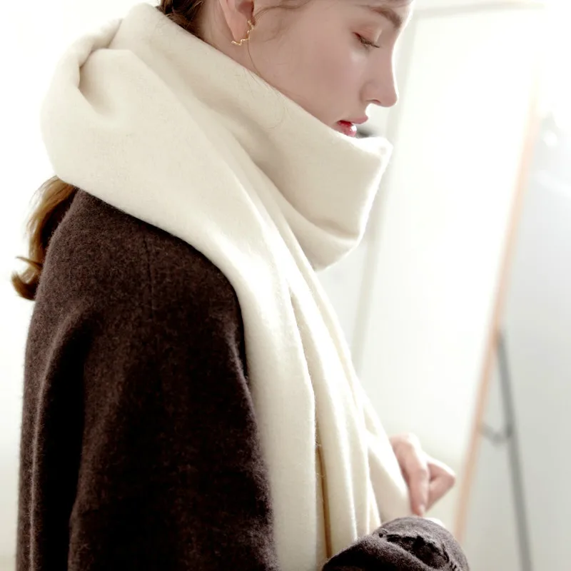 Women Scarf Winter Wool Shawl  White Shawl Thickened Big size long Scarf 100% Wool scarf for Lades 2021 New Hot Sell Fashion 2