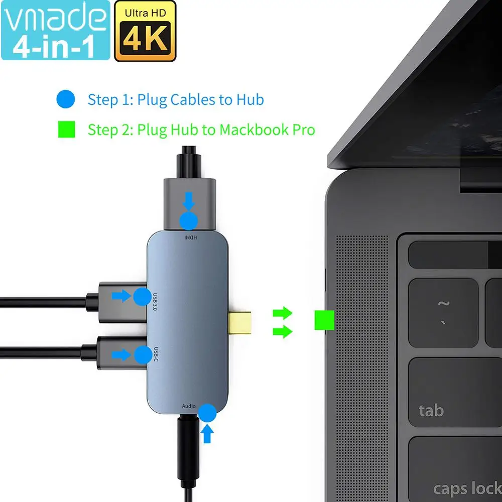 

USB 3.1 Type-C 4 Port Hub To USB-C Adapter High speed Thunderbolt 3 USB C Hub With PD Support Xiaomi/MacBook Pro/Air/Huawei Mate
