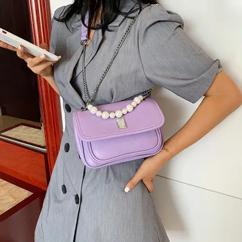 

Small Leather Shoulder Bag For Women 2020 New Chain Quality Ladies Crossbody Handbags Fashion Pearl Female Travel Flap Bag Sac