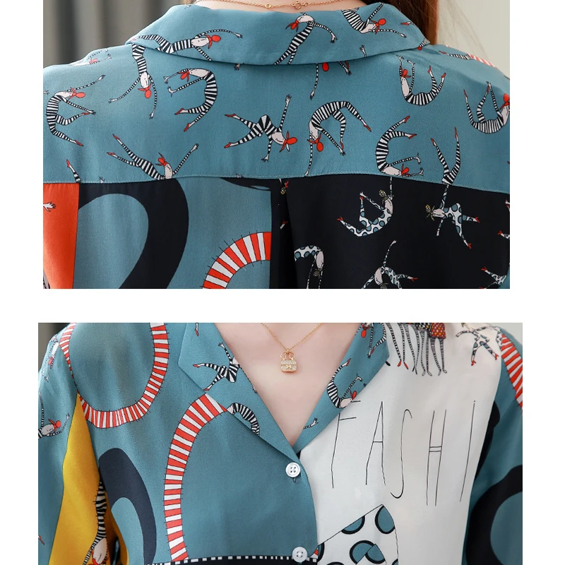 Camisas Mujer Новая Винтажная блуза с длинным рукавом и принтом женская рубашка OL свободного размера плюс кардиган Женские рубашки топы 7058 50