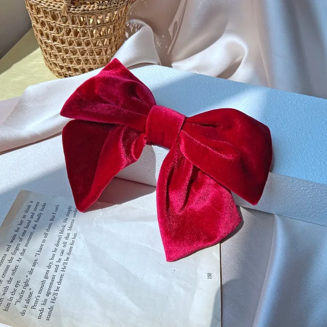2021 Fashion Girls Retro Black Velvet Bow Hairpin Ladies Wedding Long Satin Ribbon Korean Hairpin Hair Accessories Headdress 4