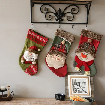 

2Pcs Cloth Personalised Christmas Stockings Christmas Sock Custom Candy Bags Presents 2021 New Year Gifts Xmass Santa Claus Deco