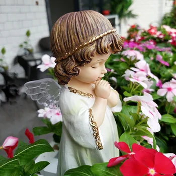 

Resin Statue Figure Girls Outdoor Garden Statues Small Angel Sculpture Room Showpiece Estatuas Decorativas House Decor AC50DX