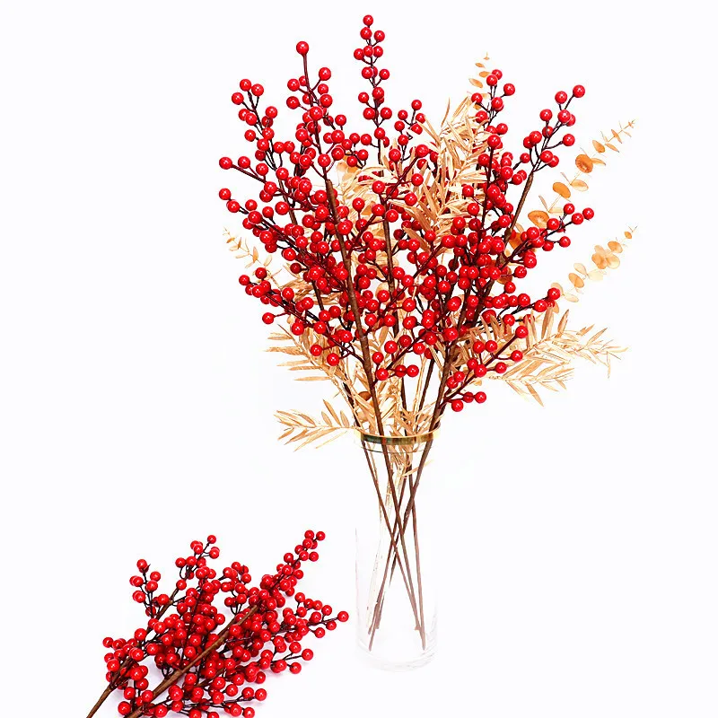 Hot Gold Artificial Eucalyptus Ginkgo Holly Leaf Plants Flower Wedding Decoration for Home Decor DIY Christmas | Дом и сад