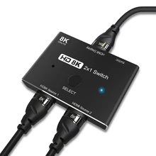 

2022NEW Switcher HDMI-compatible 2.1 2 in 1 out Ultra speed 48Gbps 8K@60Hz 4K@120Hz Switch adapter With switch button For HDTV