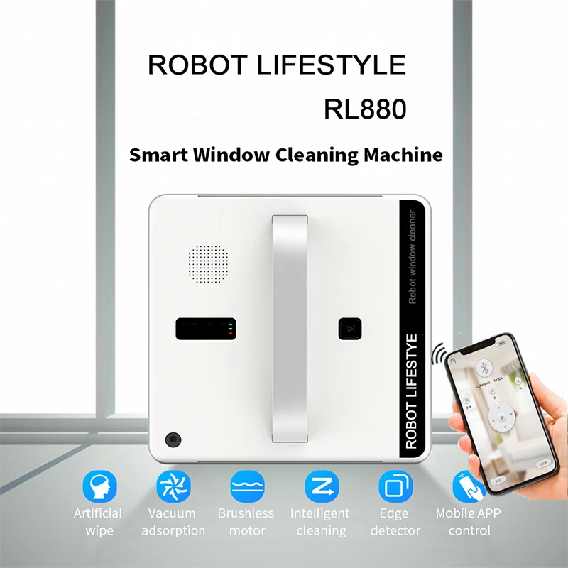 US $155.10 RL880 Robotic Window Cleaner Vacuum Cleaner Smart Planned Type Wifi App Control Window Glass Cleaning Robot 100 240V