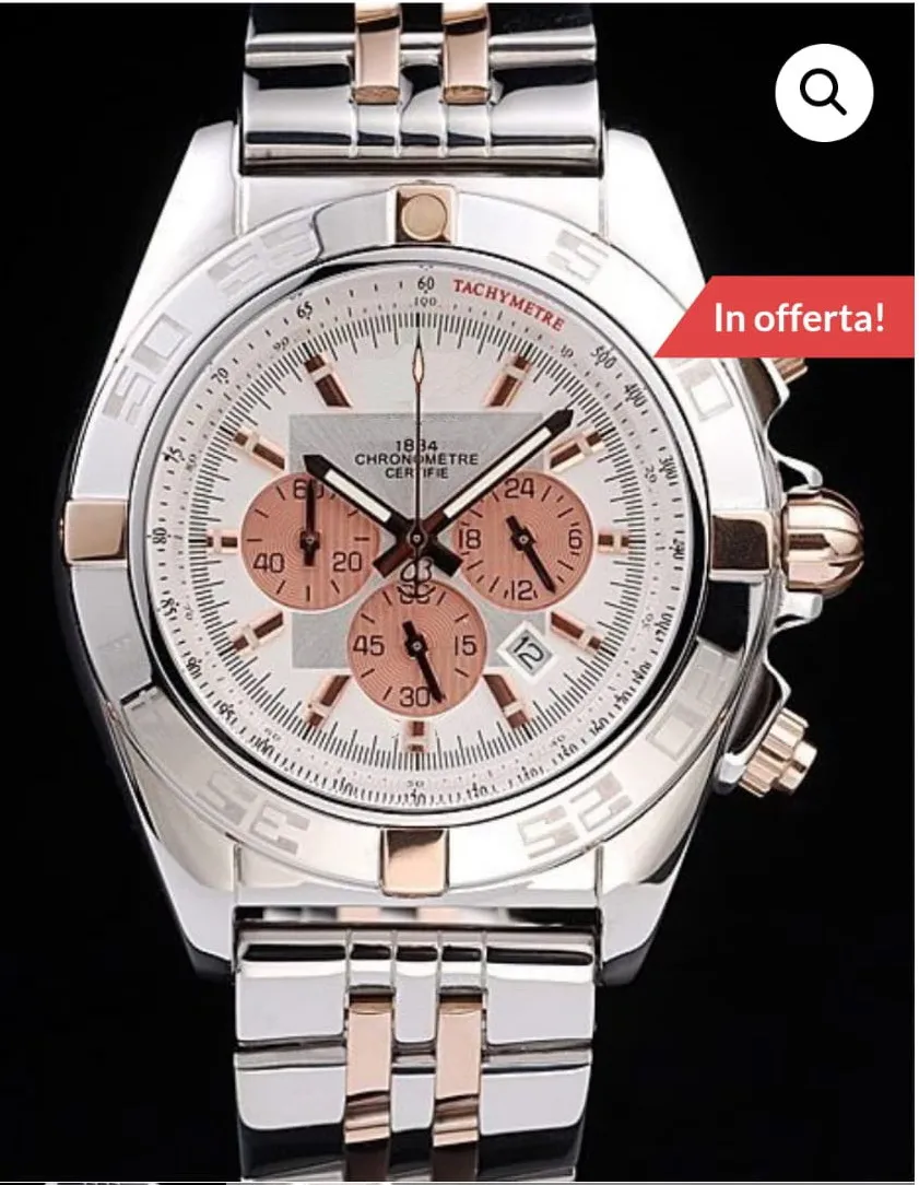 

Luxury Brand New Chronograph Men Stopwatch Sapphire Crystal Silver Gold White Stainless Steel Blue Leather Sport Watch AAA+