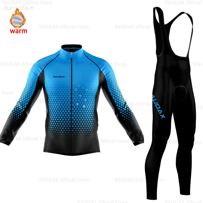 Winter Cycling Pants Set Pro Team raudax Fleece Cycling Clothing MTB Cycling Jersey Set Ropa Ciclismo Triathlon Cycling Kit