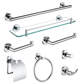 

Bath Hardware Set Chrome Robe Hook Towel Rail Bar Rack Shelf Tissue Paper Holder Glass Toothbrush Holder Bathroom Accessories