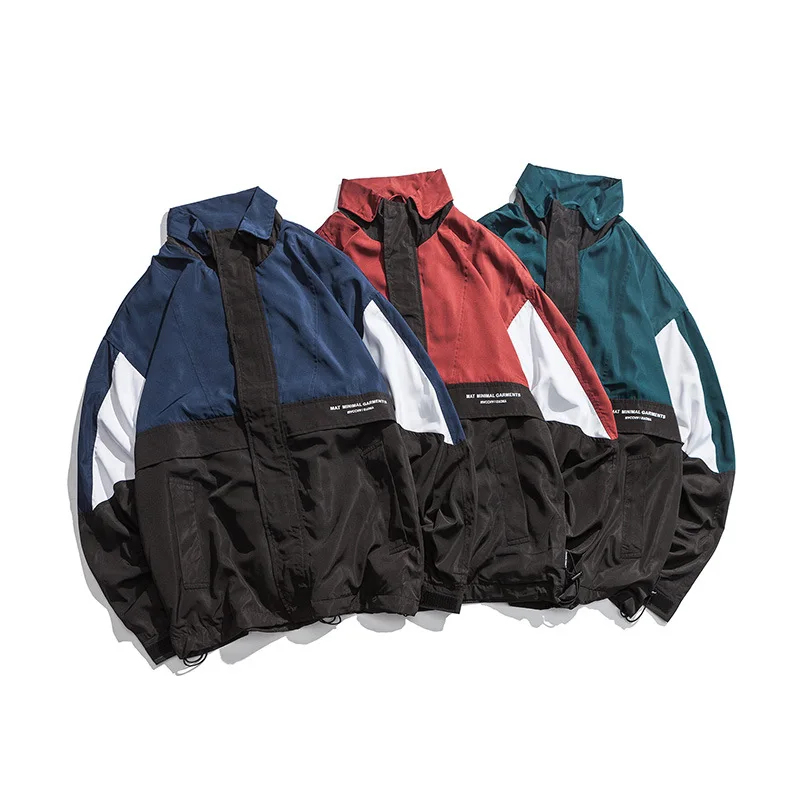

Vertical Ze Produced 18aw Contrast Color Joint Hooded Jacket Men'S Wear Loose Tops Japanese-style Trend Coat