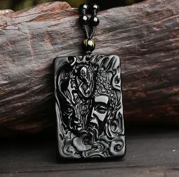 

Natural obsidian Buddha demon a read between the pendant necklace male Buddha head domed items manufacturers wholesale gifts