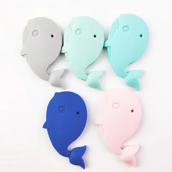 

DHL 50pcs Silicone Whale Teether Can Chew DIY Accessory Nursing Toys Teether Pendant For Necklace Bracelet Baby Teether