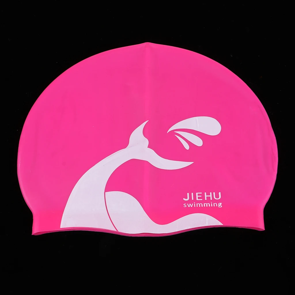 Прочная гибкая Силиконовая Водонепроницаемая шапка для плавания шапочка для купания унисекс - Цвет: Pink as described