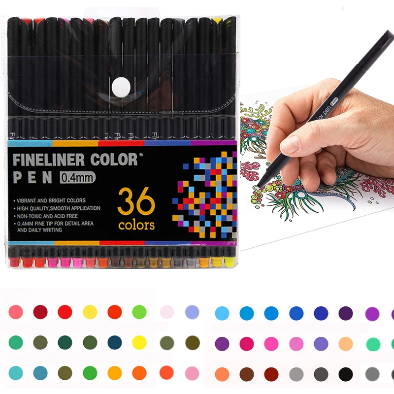 60 Цвет тонко пишущие 0,4 мм Цвет набор чертежный вкладыш кисть художественный маркер скетч фломастер, Классическая приковывающая взгляд тонкая ручка