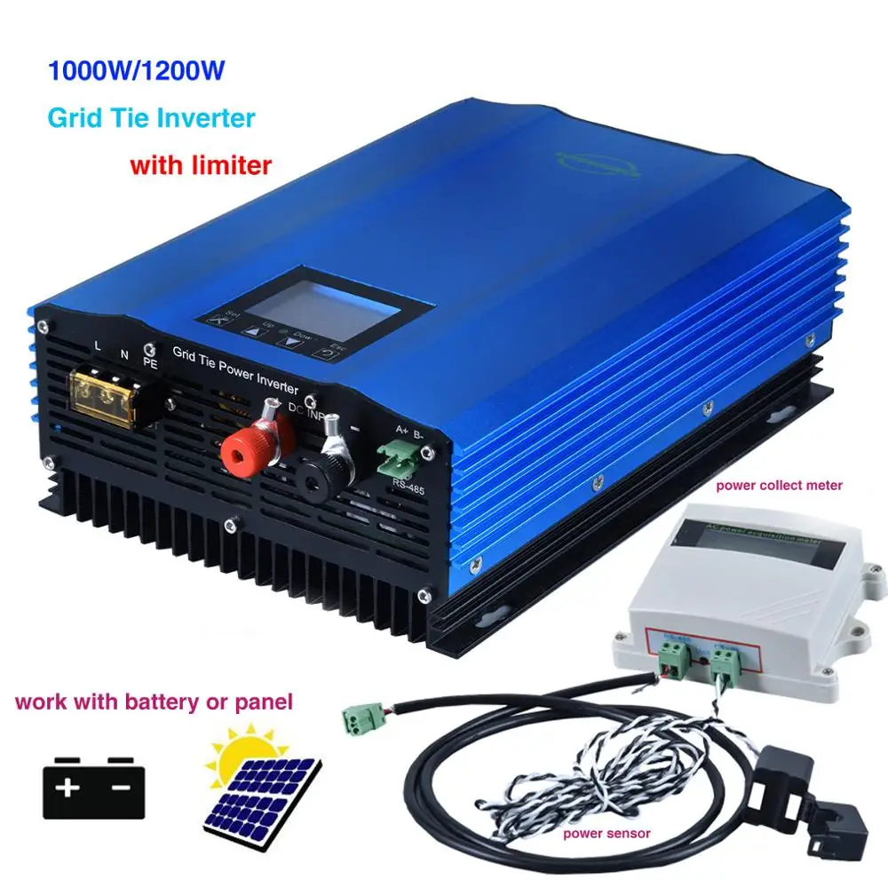 1000W Battery Discharge Auto Limit MPPT Solar DC24V 48V 72V AC110V 220V 230v Grid Tie Inverter