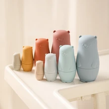 Baby Silicone Russian Nesting Dolls Matryoshka Toys Intellectual Doll Educational Montessori Toy Stacking Blocks Newborn Gift