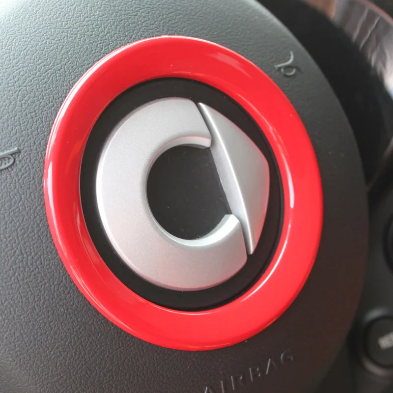 Украшение рулевого колеса автомобиля Центральная панель кольцо наклейка для Mercedes Smart 453 fortwo forfour автомобиль Стайлинг Аксессуары - Название цвета: Red