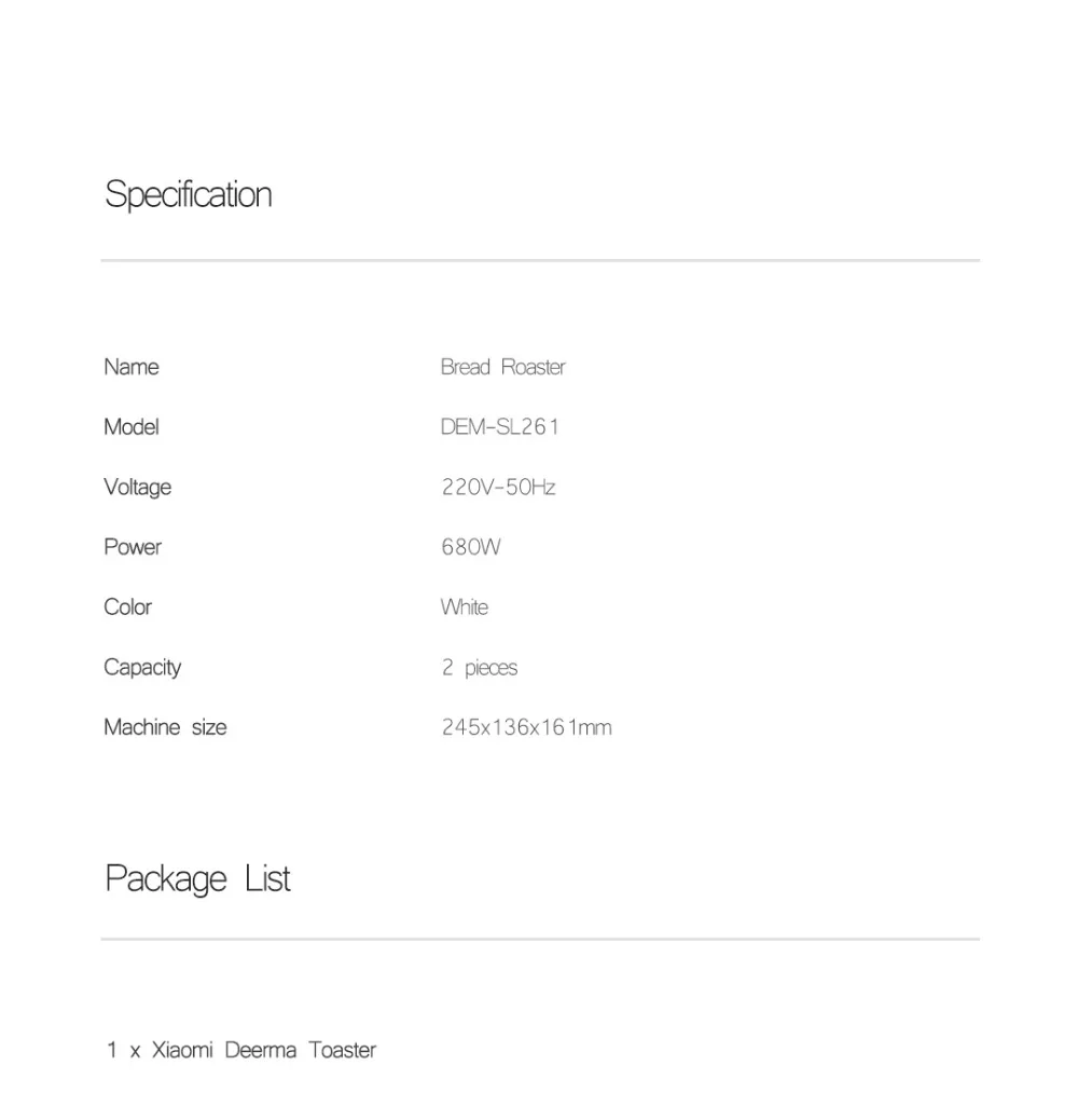 Xiaomi Deerma DEM-SL261 полностью автоматическая хлебная машина выпечки электрическая мини-печь для выпечки машина завтрак хлеб Бутербродница