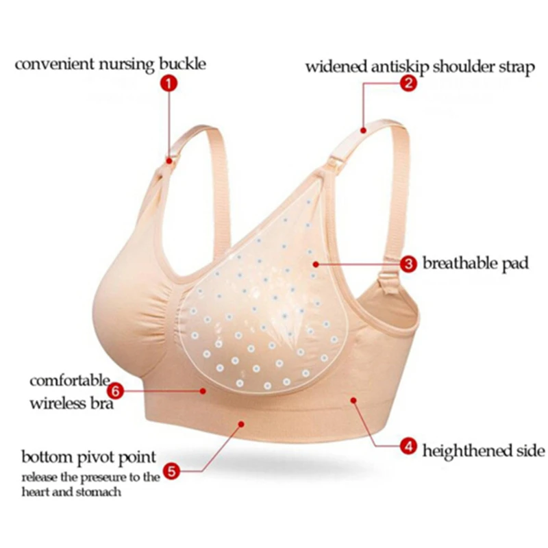 Women Wire Free Nursing Bra Solid Color Maternity Breastfeeding Pregnant Bra Underwear Bras Fahion Maternity Breast Pump Bras