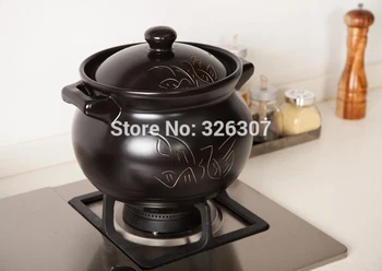 

Chinese 5L 4KGS ceramic sand pot cookware stock porridge earthen pot saucepan marmite stew soup tureen casserole pan