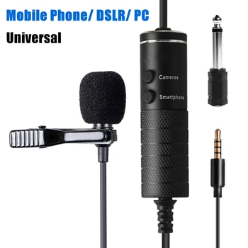 

3.5mm Audio Video Record Lavalier Lapel Microphone Clip On Mic for Mobile Phone/ DSLR/ PC Intelligent Noise Reduction Microphone