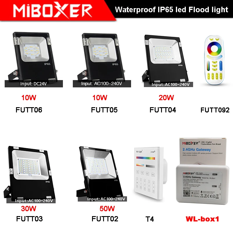 Miboxer 10 Вт/20 Вт/30 Вт/50 Вт RGB + CCT Светодиодный прожектор светильник DC24V AC 110 В 220 IP65