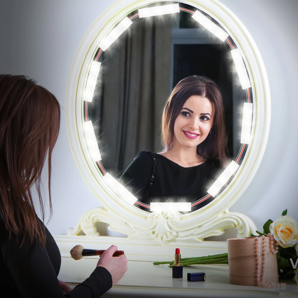 Luci per Specchietti Toeletta a LED Luce per Trucco Toeletta, Barre Luminose a Stringa LED Bianchi Ultra Luminosi, Striscia di Luci a Luminosità Regolabile, Luci a Specchio con Presa(6 corde