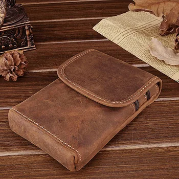 

Fashion Men's Crossbody Waist Bag Genuine Leather Cell Mobile Phone Case Messenger Shoulder Bag Men Belt Fanny Hook Pack
