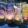Natural Rainbow Fluorite Light Lamp Jewelry,Fluorite Gemstones Decor Jewelry,Home Study Living Room Lamp Decor Jewelry Gift 6