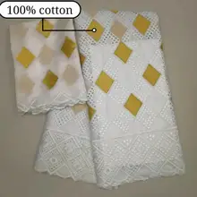 Торговля африканская швейцарская вуаль кружевная ткань с камнями белая нигерийская кружевная ткань из Дубая для свадьбы 5 ярдов/партия