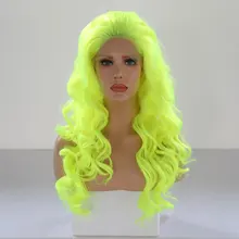 Bombshell зеленый объемная волна Синтетический 13*3 парик фронта шнурка Glueless термостойкие волокна натуральные волосы Расставание для женщин