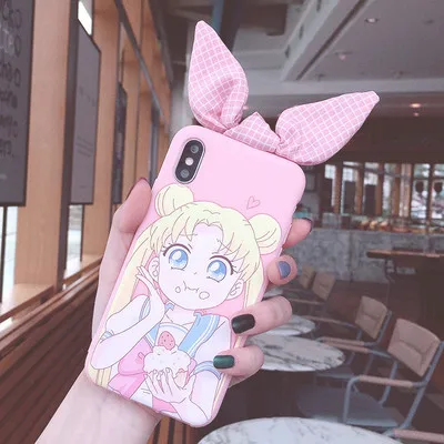 As shown in Чехол для телефона SAM Note 10 с милым 3D рисунком Сейлор Мун для samsung Note8/9/S10/S9 plus/S8/S7 Edge с кроличьими ушками - Цвет: As shown in