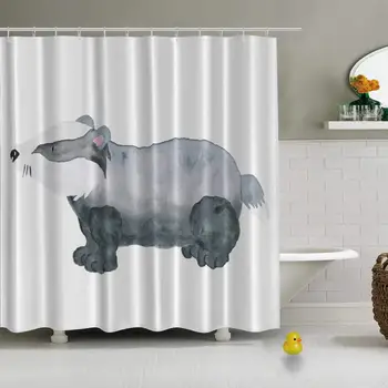 

Badger Woodland Animal Watercolor Handpainted Modern Shower Curtain for Kids Bathroom,72''L x 72''W